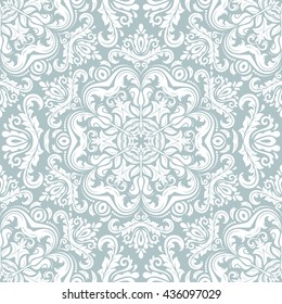 Oriental vector classic pattern. Seamless abstract background with repeating elements. Light blue and white pattern