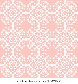 Oriental vector classic pattern. Seamless abstract background with repeating elements. Pink and white pattern