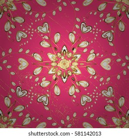 Oriental vector classic pink and golden pattern. Abstract background.