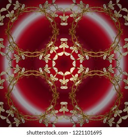 Oriental vector classic red, pink and brown and golden pattern. Ornamental abstract background. Vector illustration.