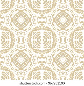Oriental vector classic white and golden pattern. Seamless abstract background