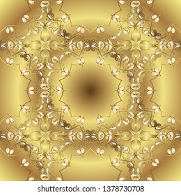 Oriental vector classic yellow and beige and golden pattern. Seamless abstract background. Vector illustration.