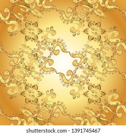 Oriental vector classic yellow and beige and golden pattern. Seamless abstract background. Vector illustration.