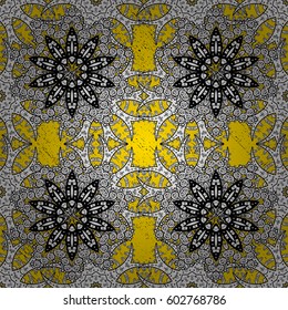 Oriental vector classic yellow and golden pattern. Abstract background.