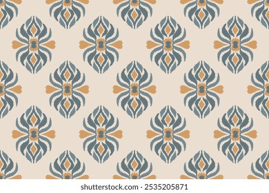 Oriental vector damask pattern with decorative ornament. Talavera pottery. Ethnic oriental traditional.Motifs Ikat embroidery wallpaper.Textile rapport. design for texture, fabric, clothing, wrapping