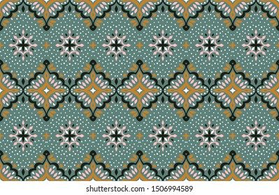 Oriental vector damask pattern. Talavera pottery. Azulejos portugal. Turkish ornament. Spanish porcelain. Ceramic tableware, folk print. Ethnic background. Mediterranean wallpaper.  Talavera pottery.