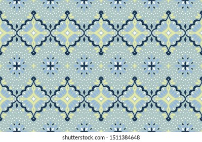 Oriental vector damask pattern. Talavera pottery. Azulejos portugal. Turkish ornament. Spanish porcelain. Ceramic tableware, folk print. Ethnic background. Mediterranean wallpaper.  Talavera pottery.