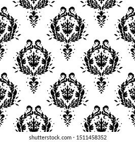 Oriental vector damask pattern. Talavera pottery. Azulejos portugal. Turkish ornament. Spanish porcelain. Ceramic tableware, folk print. Ethnic background. Mediterranean wallpaper.  Talavera pottery.