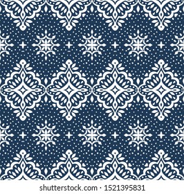 Oriental vector damask pattern. Talavera pottery. Azulejos portugal. Turkish ornament. Spanish porcelain. Ceramic tableware, folk print. Ethnic background. Mediterranean wallpaper.  Talavera pottery.