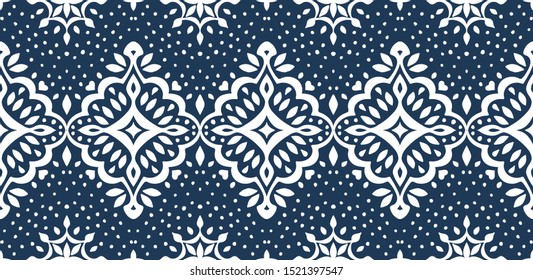 Oriental vector damask pattern. Talavera pottery. Azulejos portugal. Turkish ornament. Spanish porcelain. Ceramic tableware, folk print. Ethnic background. Mediterranean wallpaper.  Talavera pottery.