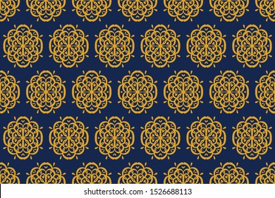 Oriental vector damask pattern. Talavera pottery. Azulejos portugal. Turkish ornament. Spanish porcelain. Ceramic tableware, folk print. Ethnic background. Mediterranean wallpaper.  Talavera pottery.