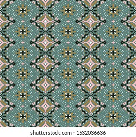 Oriental vector damask pattern. Talavera pottery. Azulejos portugal. Turkish ornament. Spanish porcelain. Ceramic tableware, folk print. Ethnic background. Mediterranean wallpaper.  Talavera pottery.