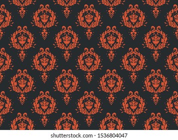 Oriental vector damask pattern. Talavera pottery. Azulejos portugal. Turkish ornament. Spanish porcelain. Ceramic tableware, folk print. Ethnic background. Mediterranean wallpaper.  Talavera pottery.