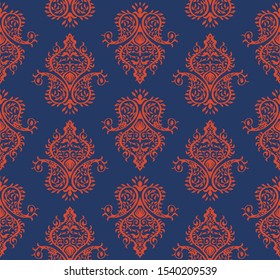 Oriental vector damask pattern. Talavera pottery. Azulejos portugal. Turkish ornament. Spanish porcelain. Ceramic tableware, folk print. Ethnic background. Mediterranean wallpaper.  Talavera pottery.
