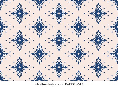 Oriental vector damask pattern. Talavera pottery. Azulejos portugal. Turkish ornament. Spanish porcelain. Ceramic tableware, folk print. Ethnic background. Mediterranean wallpaper.  Talavera pottery.