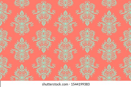 Oriental vector damask pattern. Talavera pottery. Azulejos portugal. Turkish ornament. Spanish porcelain. Ceramic tableware, folk print. Ethnic background. Mediterranean wallpaper.  Talavera pottery.