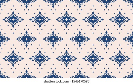Oriental vector damask pattern. Talavera pottery. Azulejos portugal. Turkish ornament. Spanish porcelain. Ceramic tableware, folk print. Ethnic background. Mediterranean wallpaper.  Talavera pottery.