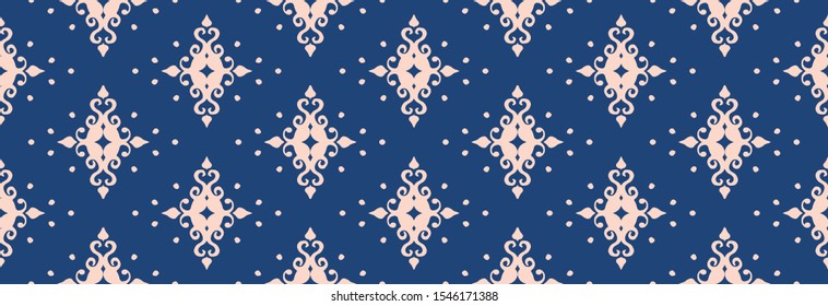 Oriental vector damask pattern. Talavera pottery. Azulejos portugal. Turkish ornament. Spanish porcelain. Ceramic tableware, folk print. Ethnic background. Mediterranean wallpaper.  Talavera pottery.