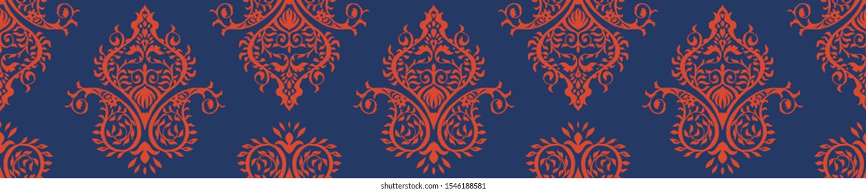 Oriental vector damask pattern. Talavera pottery. Azulejos portugal. Turkish ornament. Spanish porcelain. Ceramic tableware, folk print. Ethnic background. Mediterranean wallpaper.  Talavera pottery.
