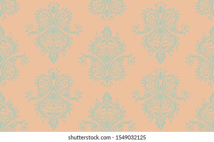Oriental vector damask pattern. Talavera pottery. Azulejos portugal. Turkish ornament. Spanish porcelain. Ceramic tableware, folk print. Ethnic background. Mediterranean wallpaper.  Talavera pottery.