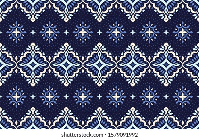 Oriental vector damask pattern. Talavera pottery. Azulejos portugal. Turkish ornament. Spanish porcelain. Ceramic tableware, folk print. Ethnic background. Mediterranean wallpaper.  Talavera pottery.
