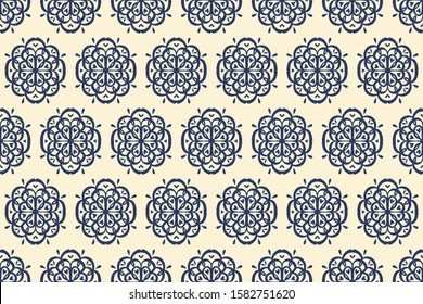 Oriental vector damask pattern. Talavera pottery. Azulejos portugal. Turkish ornament. Spanish porcelain. Ceramic tableware, folk print. Ethnic background. Mediterranean wallpaper.  Talavera pottery.