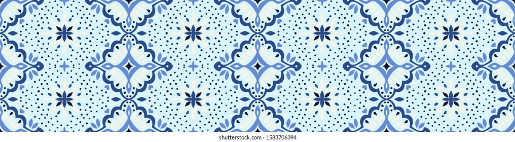 Oriental vector damask pattern. Talavera pottery. Azulejos portugal. Turkish ornament. Spanish porcelain. Ceramic tableware, folk print. Ethnic background. Mediterranean wallpaper.  Talavera pottery.