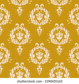 Oriental vector damask pattern. Talavera pottery. Azulejos portugal. Turkish ornament. Spanish porcelain. Ceramic tableware, folk print. Ethnic background. Mediterranean wallpaper.  Talavera pottery.