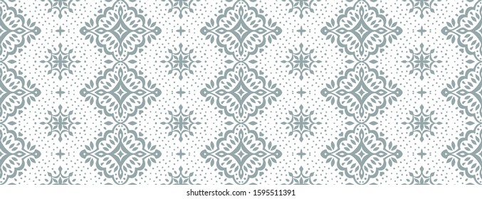 Oriental vector damask pattern. Talavera pottery. Azulejos portugal. Turkish ornament. Spanish porcelain. Ceramic tableware, folk print. Ethnic background. Mediterranean wallpaper.  Talavera pottery.