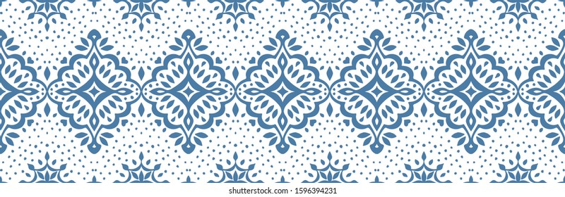 Oriental vector damask pattern. Talavera pottery. Azulejos portugal. Turkish ornament. Spanish porcelain. Ceramic tableware, folk print. Ethnic background. Mediterranean wallpaper.  Talavera pottery.