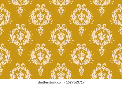 Oriental vector damask pattern. Talavera pottery. Azulejos portugal. Turkish ornament. Spanish porcelain. Ceramic tableware, folk print. Ethnic background. Mediterranean wallpaper.  Talavera pottery.