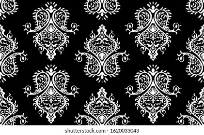 Oriental vector damask pattern. Talavera pottery. Azulejos portugal. Turkish ornament. Spanish porcelain. Ceramic tableware, folk print. Ethnic background. Mediterranean wallpaper.  Talavera pottery.