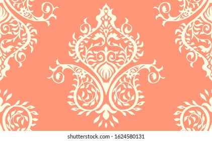 Oriental vector damask pattern. Talavera pottery. Azulejos portugal. Turkish ornament. Spanish porcelain. Ceramic tableware, folk print. Ethnic background. Mediterranean wallpaper.  Talavera pottery.