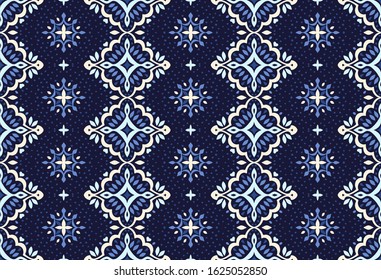 Oriental vector damask pattern. Talavera pottery. Azulejos portugal. Turkish ornament. Spanish porcelain. Ceramic tableware, folk print. Ethnic background. Mediterranean wallpaper.  Talavera pottery.