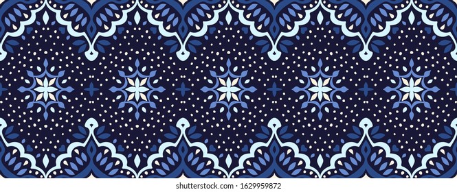 Oriental vector damask pattern. Talavera pottery. Azulejos portugal. Turkish ornament. Spanish porcelain. Ceramic tableware, folk print. Ethnic background. Mediterranean wallpaper.  Talavera pottery.