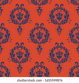 Oriental vector damask pattern. Talavera pottery. Azulejos portugal. Turkish ornament. Spanish porcelain. Ceramic tableware, folk print. Ethnic background. Mediterranean wallpaper.  Talavera pottery.