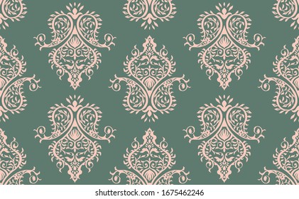 Oriental vector damask pattern. Talavera pottery. Azulejos portugal. Turkish ornament. Spanish porcelain. Ceramic tableware, folk print. Ethnic background. Mediterranean wallpaper.  Talavera pottery.