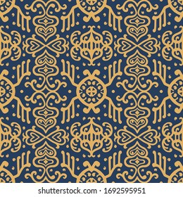 Oriental vector damask pattern. Talavera pottery. Azulejos portugal. Turkish ornament. Spanish porcelain. Ceramic tableware, folk print. Ethnic background. Mediterranean wallpaper.  Talavera pottery.