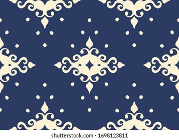 Oriental vector damask pattern. Talavera pottery. Azulejos portugal. Turkish ornament. Spanish porcelain. Ceramic tableware, folk print. Ethnic background. Mediterranean wallpaper.  Talavera pottery.