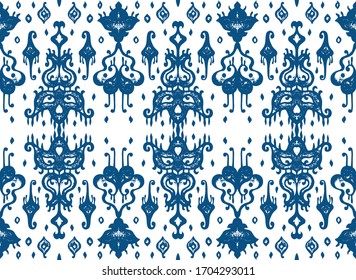 Oriental vector damask pattern. Talavera pottery. Azulejos portugal. Turkish ornament. Spanish porcelain. Ceramic tableware, folk print. Ethnic background. Mediterranean wallpaper.  Talavera pottery.