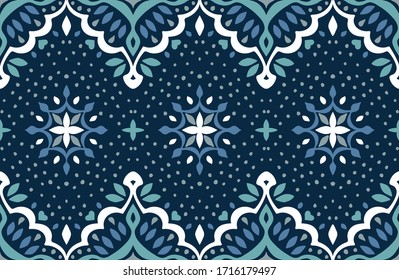  Patrón de amortiguador vectorial oriental.  Cerámica de Talavera. Azulejos portugal. El adorno turco. porcelana española. Vajilla cerámica, impresión folclórica. Origen étnico. Papel tapiz mediterráneo.  Cerámica de Talavera.