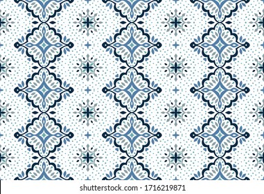 Oriental vector damask pattern. Talavera pottery. Azulejos portugal. Turkish ornament. Spanish porcelain. Ceramic tableware, folk print. Ethnic background. Mediterranean wallpaper.  Talavera pottery.
