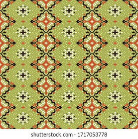 Oriental vector damask pattern. Talavera pottery. Azulejos portugal. Turkish ornament. Spanish porcelain. Ceramic tableware, folk print. Ethnic background. Mediterranean wallpaper.  Talavera pottery.