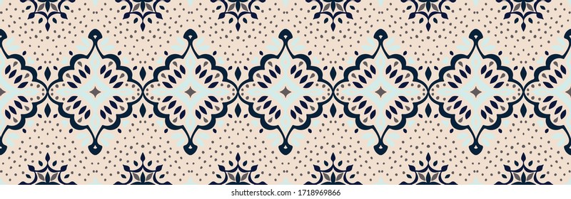 Oriental vector damask pattern. Talavera pottery. Azulejos portugal. Turkish ornament. Spanish porcelain. Ceramic tableware, folk print. Ethnic background. Mediterranean wallpaper.  Talavera pottery.