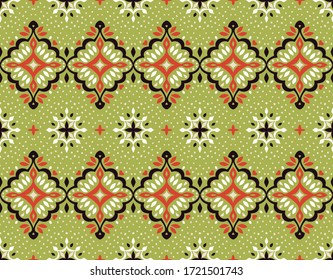 Oriental vector damask pattern. Talavera pottery. Azulejos portugal. Turkish ornament. Spanish porcelain. Ceramic tableware, folk print. Ethnic background. Mediterranean wallpaper.  Talavera pottery.