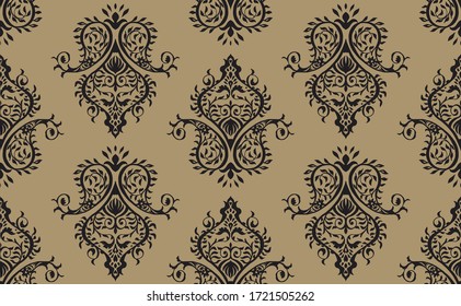 Oriental vector damask pattern. Talavera pottery. Azulejos portugal. Turkish ornament. Spanish porcelain. Ceramic tableware, folk print. Ethnic background. Mediterranean wallpaper.  Talavera pottery.