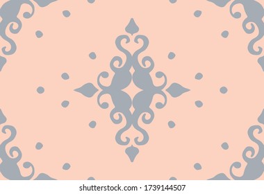 Oriental vector damask pattern. Talavera pottery. Azulejos portugal. Turkish ornament. Spanish porcelain. Ceramic tableware, folk print. Ethnic background. Mediterranean wallpaper.  Talavera pottery.