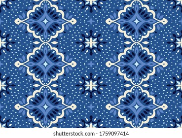 Oriental vector damask pattern. Talavera pottery. Azulejos portugal. Turkish ornament. Spanish porcelain. Ceramic tableware, folk print. Ethnic background. Mediterranean wallpaper.  Talavera pottery.