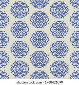Oriental vector damask pattern. Talavera pottery. Azulejos portugal. Turkish ornament. Spanish porcelain. Ceramic tableware, folk print. Ethnic background. Mediterranean wallpaper.  Talavera pottery.