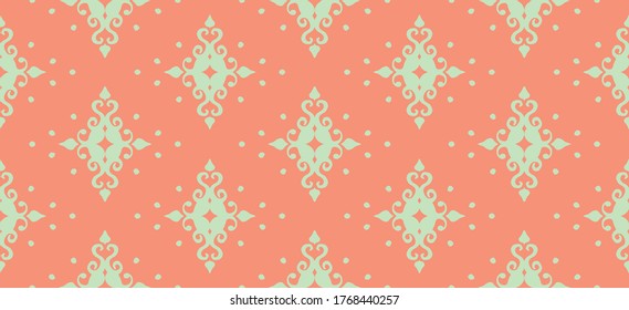 Oriental vector damask pattern. Talavera pottery. Azulejos portugal. Turkish ornament. Spanish porcelain. Ceramic tableware, folk print. Ethnic background. Mediterranean wallpaper.  Talavera pottery.